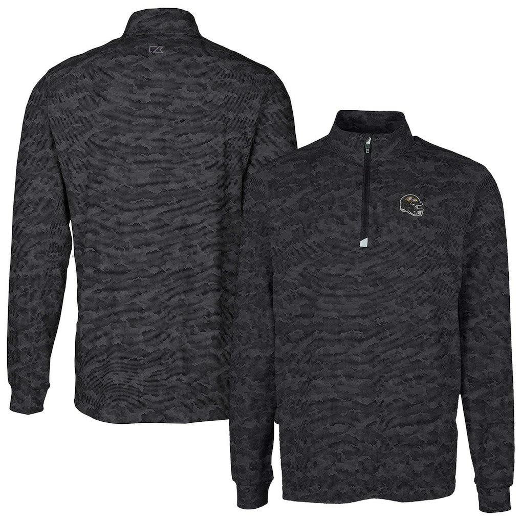 Cutter & Buck Helmet Traverse Camo Print Stretch Quarter-Zip Pullover Top - Baltimore Ravens