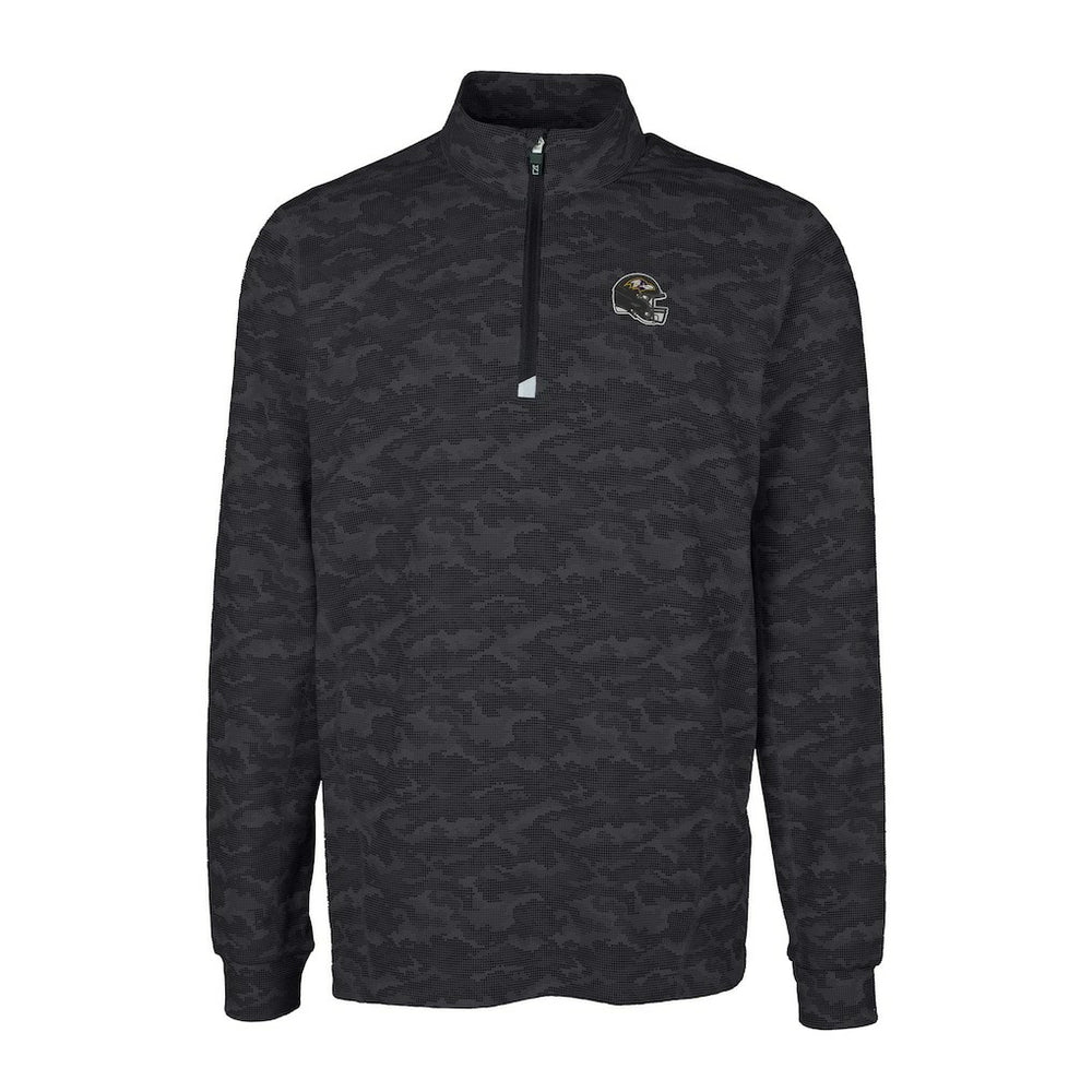 Cutter & Buck Helmet Traverse Camo Print Stretch Quarter-Zip Pullover Top - Baltimore Ravens