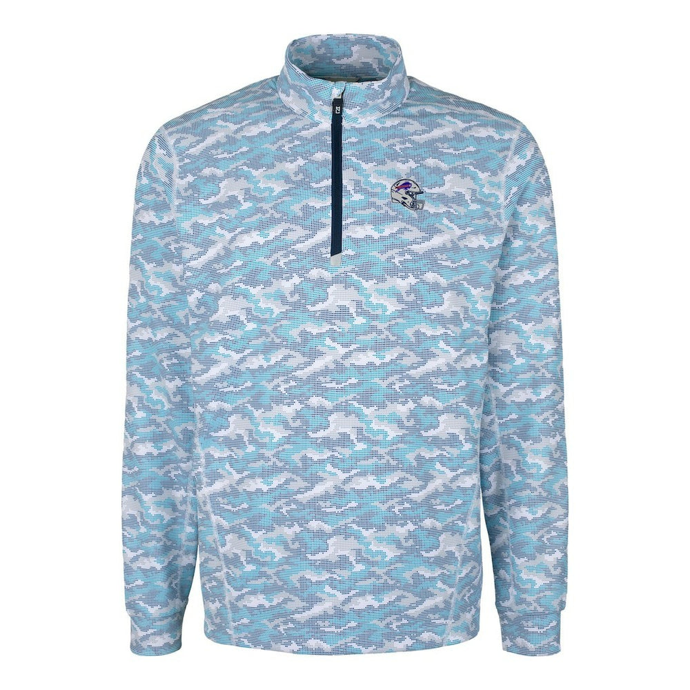 Cutter & Buck Helmet Traverse Camo Print Stretch Quarter-Zip Pullover Top - Buffalo Bills