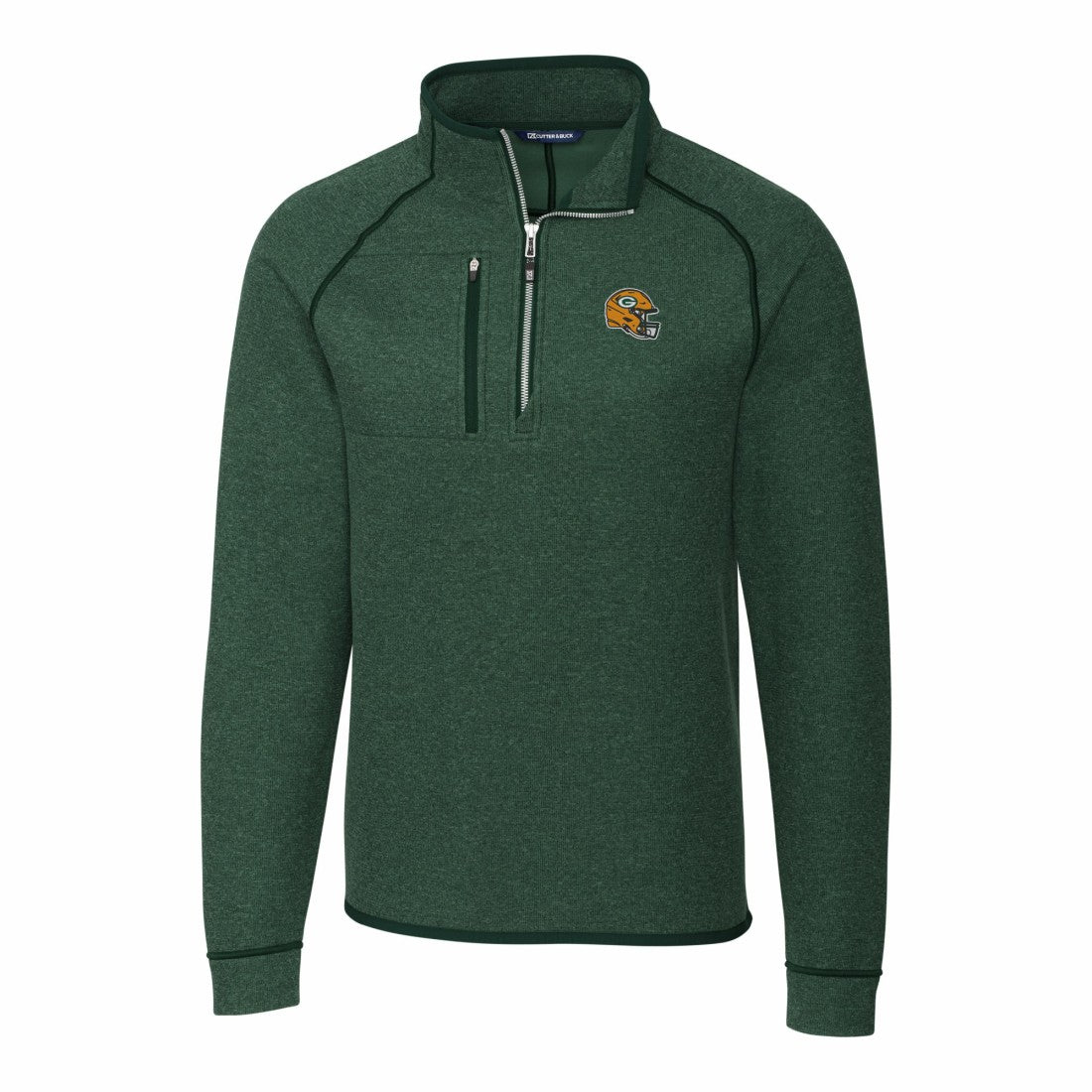 Cutter & Buck Helmet Mainsail Sweater-Knit Half-Zip Pullover Jacket - Green Bay Packers