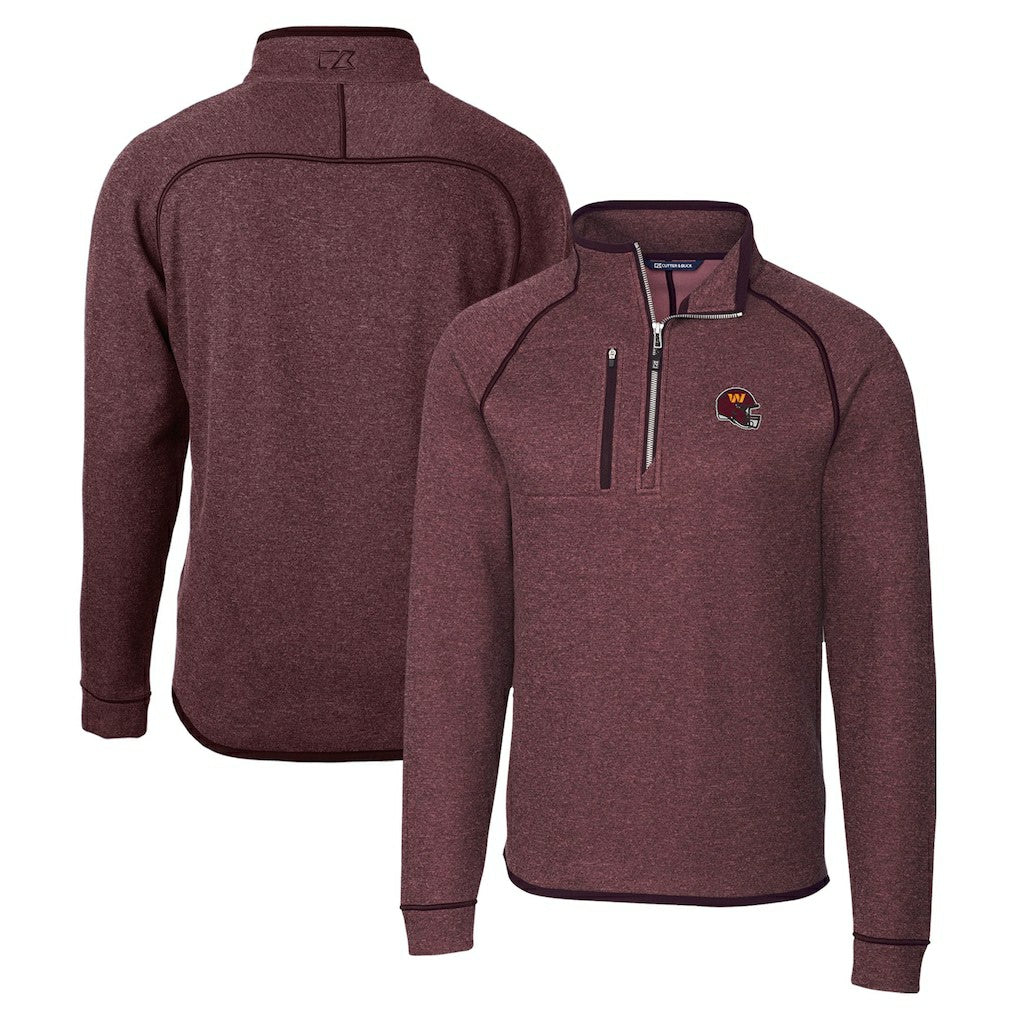 Cutter & Buck Helmet Mainsail Sweater-Knit Half-Zip Pullover Jacket - Washington Commanders