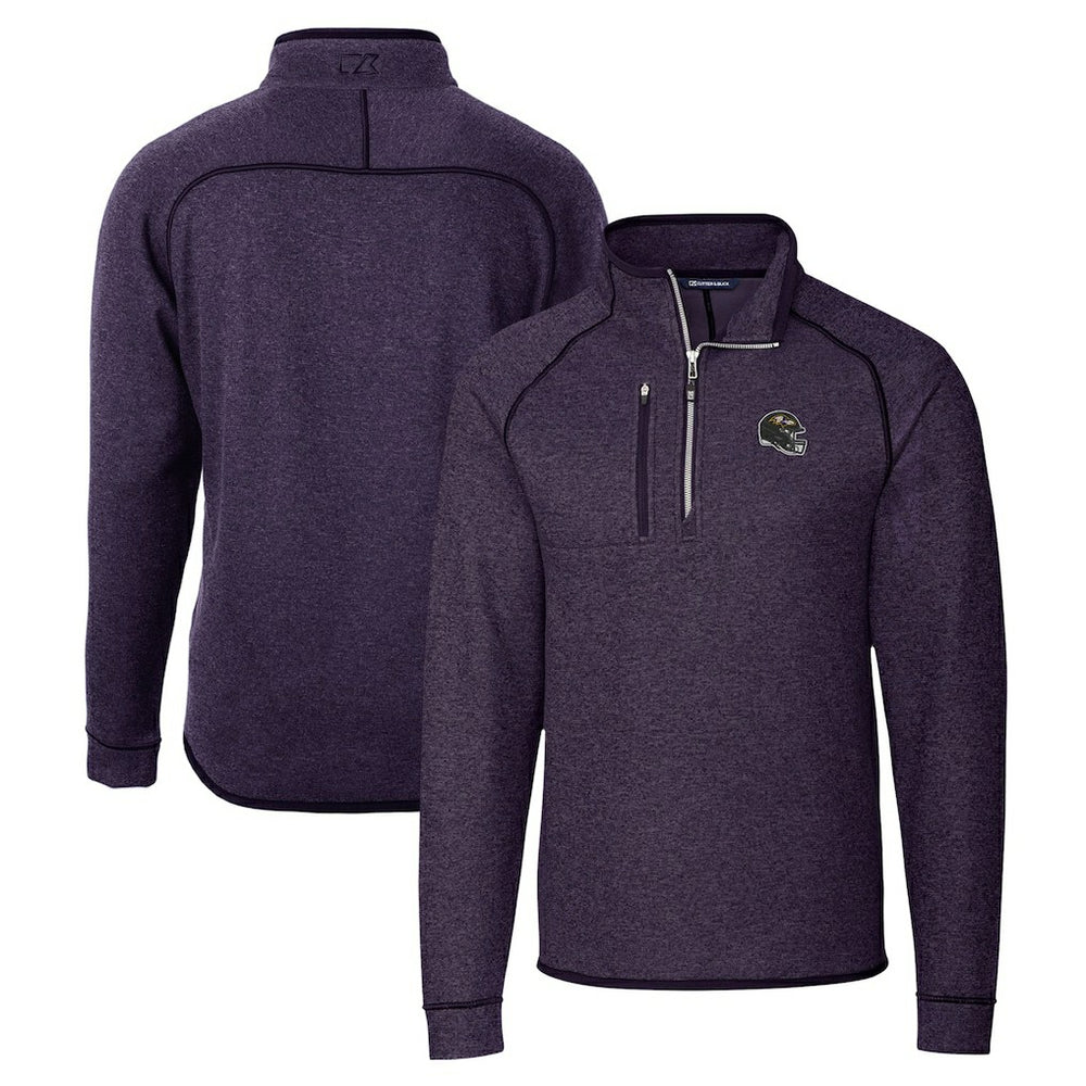 Cutter & Buck Helmet Mainsail Sweater-Knit Half-Zip Pullover Jacket - Baltimore Ravens