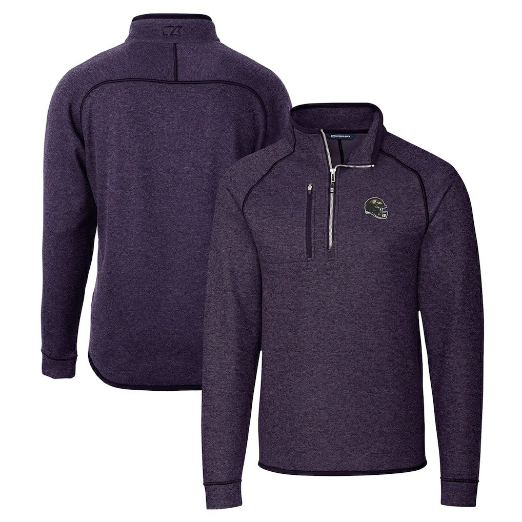 Cutter & Buck Helmet Mainsail Sweater-Knit Half-Zip Pullover Jacket - Baltimore Ravens