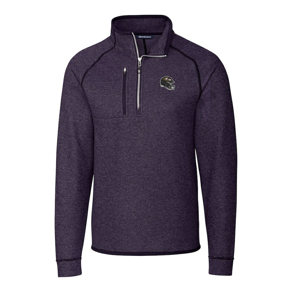 Cutter & Buck Helmet Mainsail Sweater-Knit Half-Zip Pullover Jacket - Baltimore Ravens