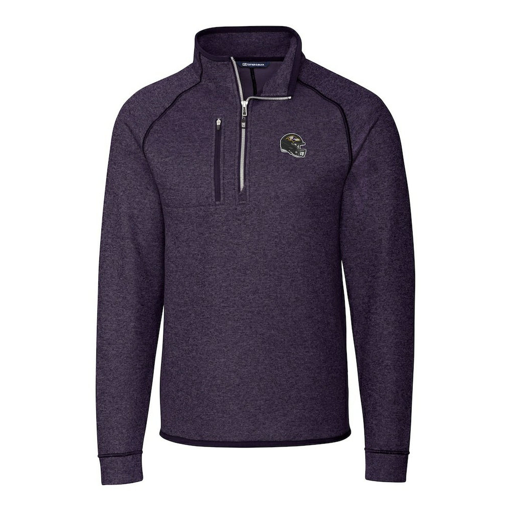 Cutter & Buck Helmet Mainsail Sweater-Knit Half-Zip Pullover Jacket - Baltimore Ravens