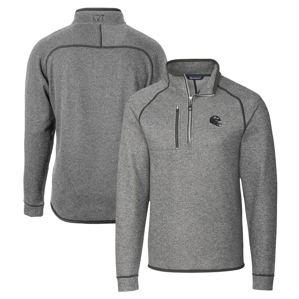 Cutter & Buck Helmet Mainsail Sweater-Knit Half-Zip Pullover Jacket - Baltimore Ravens