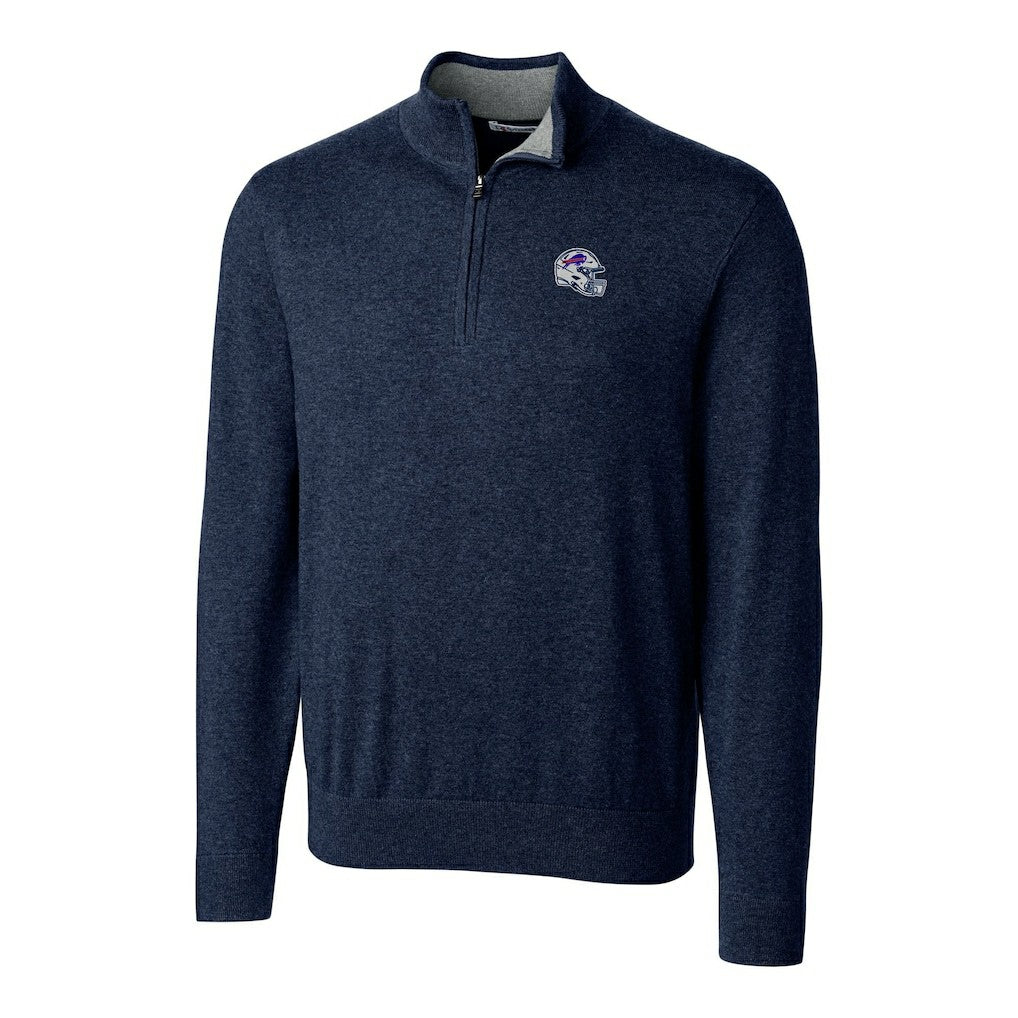 Cutter & Buck Helmet Lakemont Tri-Blend Quarter-Zip Pullover Sweater - Buffalo Bills