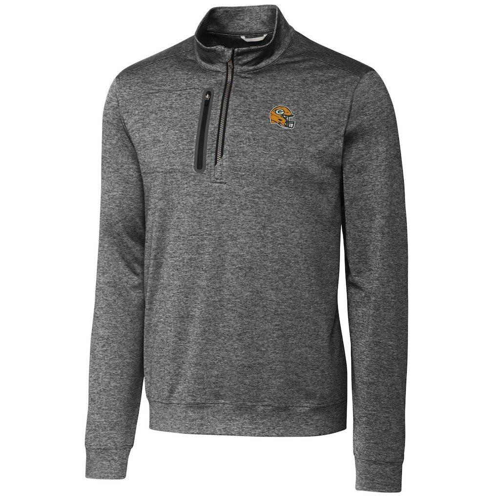 Cutter & Buck Helmet Stealth Heathered Quarter-Zip Pullover Top - Green Bay Packers