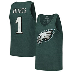 Jalen Hurts  Majestic Threads Name & Number Tri-Blend Tank Top - Philadelphia Eagles