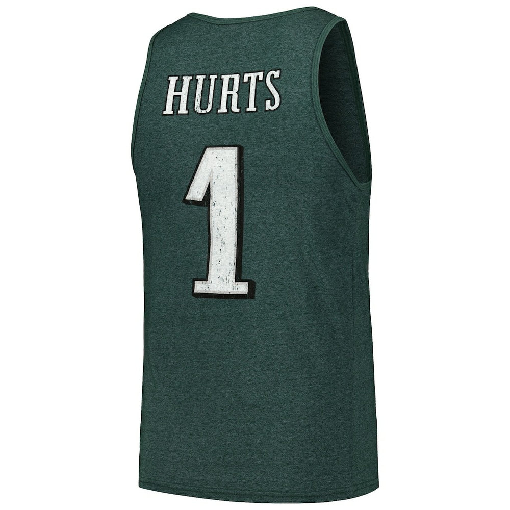 Jalen Hurts  Majestic Threads Name & Number Tri-Blend Tank Top - Philadelphia Eagles
