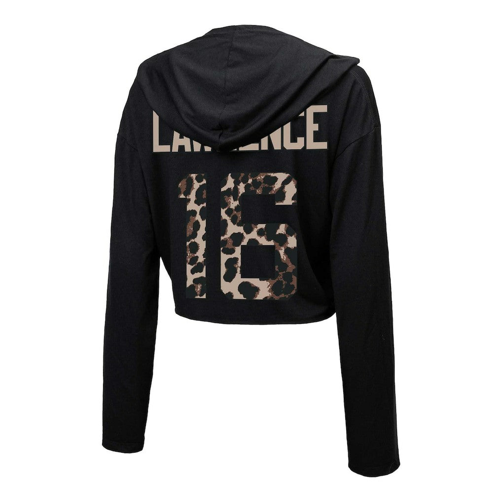 Trevor Lawrence  Majestic Threads Women's Leopard Player Name & Number Long Sleeve Cropped Hoodie - Jacksonville Jaguars