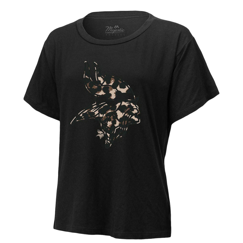 Justin Jefferson  Majestic Threads Women's Leopard Player Name & Number T-Shirt - Minnesota Vikings
