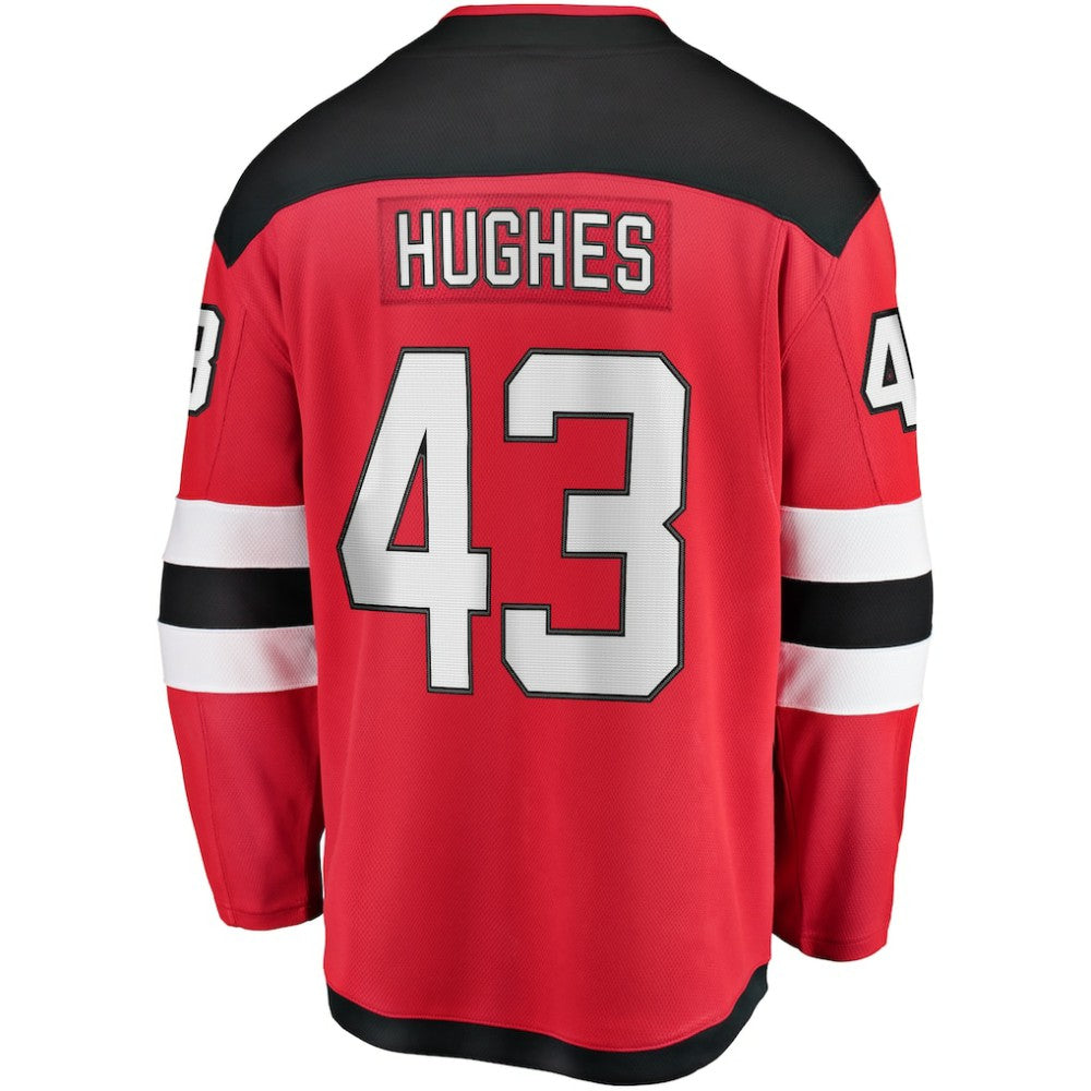 NHL Red Luke Hughes New Jersey Devils Fanatics Home Breakaway Player Jersey