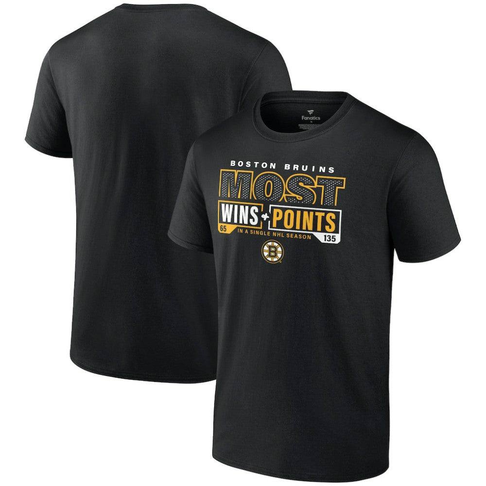 NHL Black Boston Bruins Most Ever NHL Wins & Points T-Shirt