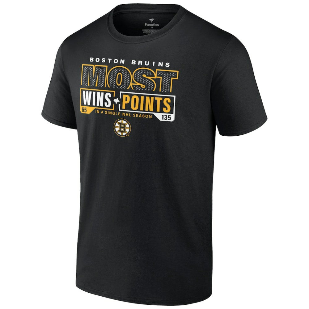 NHL Black Boston Bruins Most Ever NHL Wins & Points T-Shirt