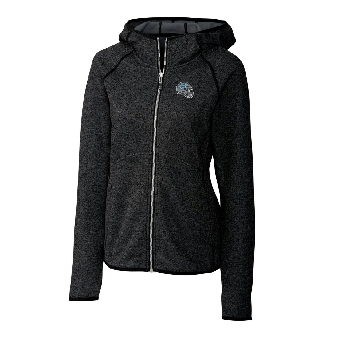 Cutter & Buck Women's Helmet Logo Mainsail Sweater-Knit Full-Zip Hoodie - Detroit Lions