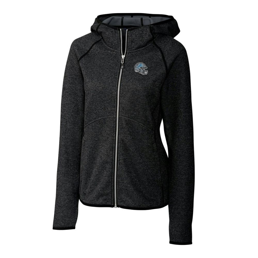 Cutter & Buck Women's Helmet Logo Mainsail Sweater-Knit Full-Zip Hoodie - Detroit Lions