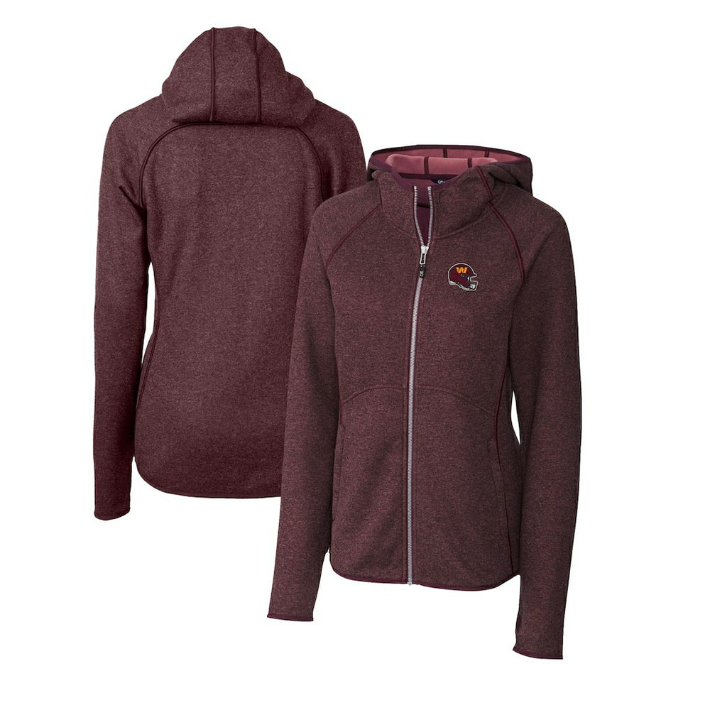 Cutter & Buck Women's Helmet Logo Mainsail Sweater-Knit Full-Zip Hoodie - Washington Commanders