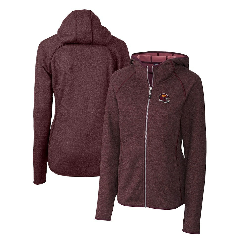Cutter & Buck Women's Helmet Logo Mainsail Sweater-Knit Full-Zip Hoodie - Washington Commanders