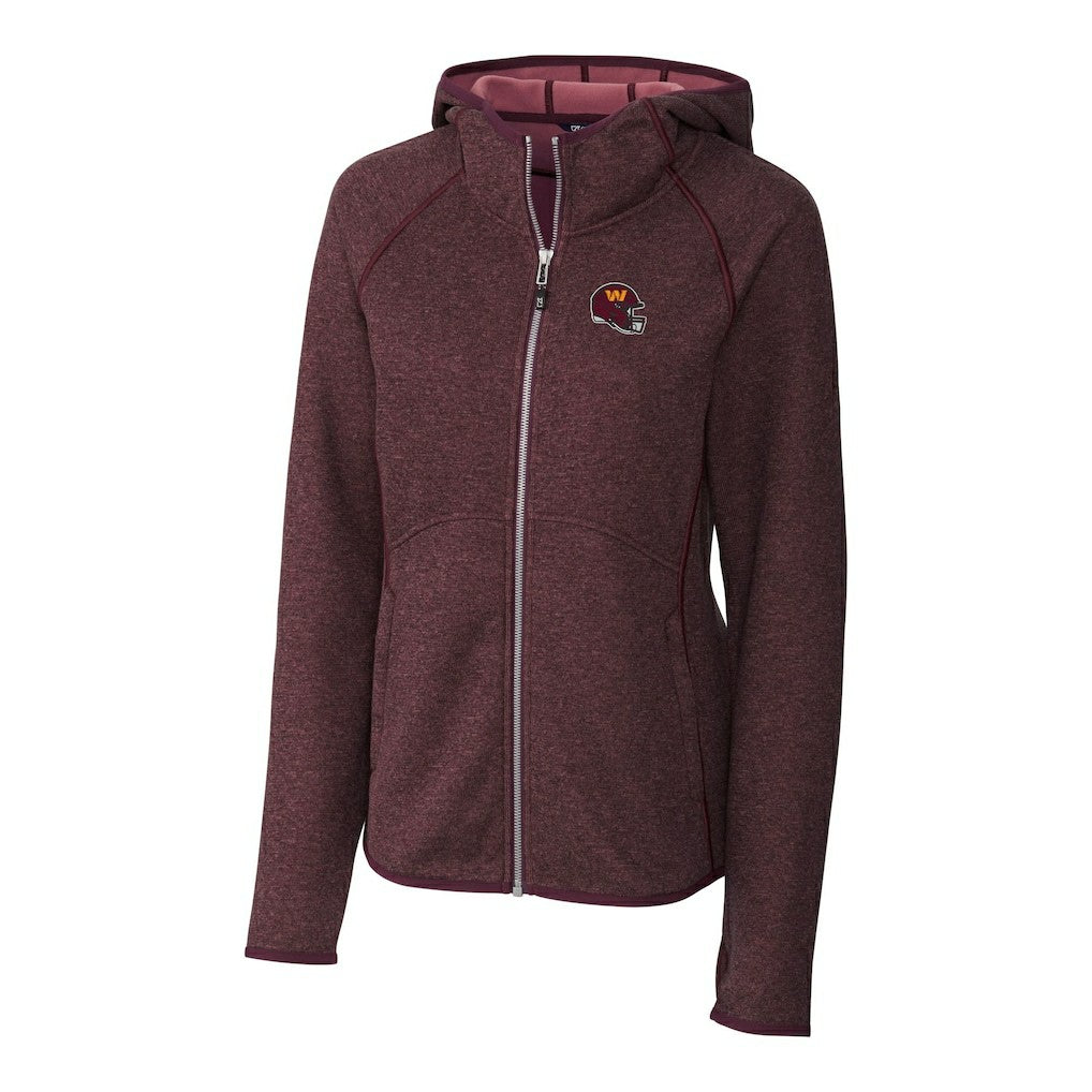 Cutter & Buck Women's Helmet Logo Mainsail Sweater-Knit Full-Zip Hoodie - Washington Commanders
