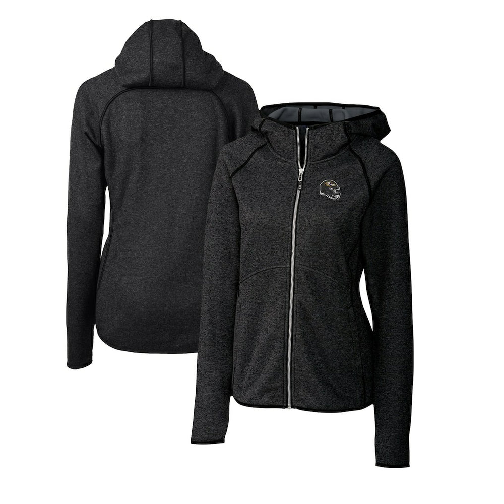Cutter & Buck Women's Helmet Logo Mainsail Sweater-Knit Full-Zip Hoodie - Baltimore Ravens