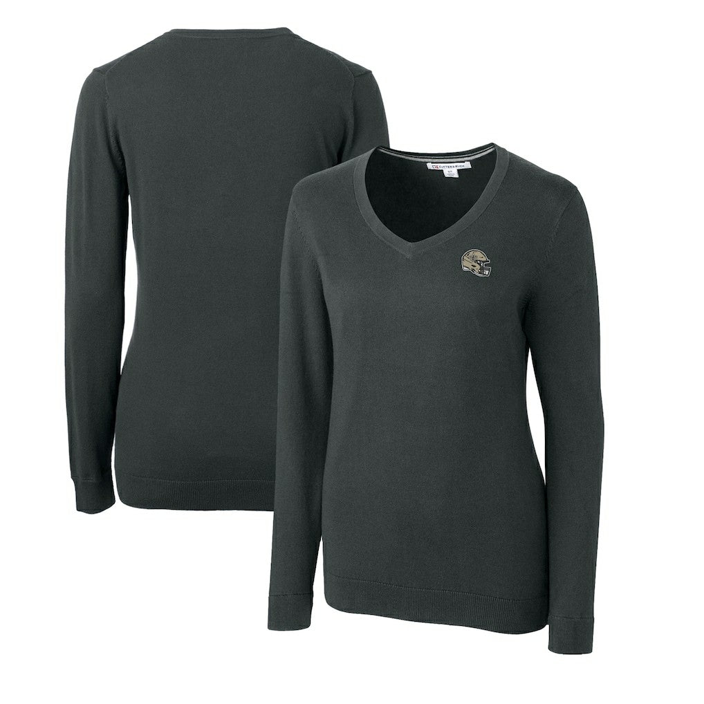 Cutter & Buck Women's Helmet Logo Lakemont Tri-Blend V-Neck Pullover Sweater - New Orleans Saints