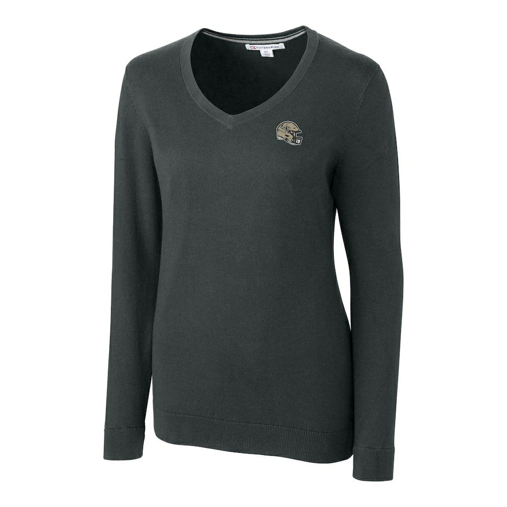 Cutter & Buck Women's Helmet Logo Lakemont Tri-Blend V-Neck Pullover Sweater - New Orleans Saints