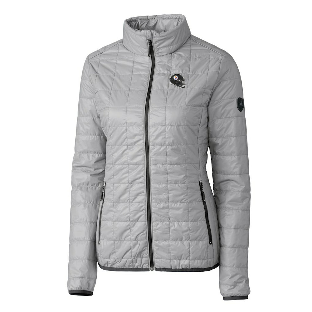 Cutter & Buck Women's Helmet Logo Rainier PrimaLoft Eco Insulated Full-Zip Puffer Jacket - Pittsburgh Steelers