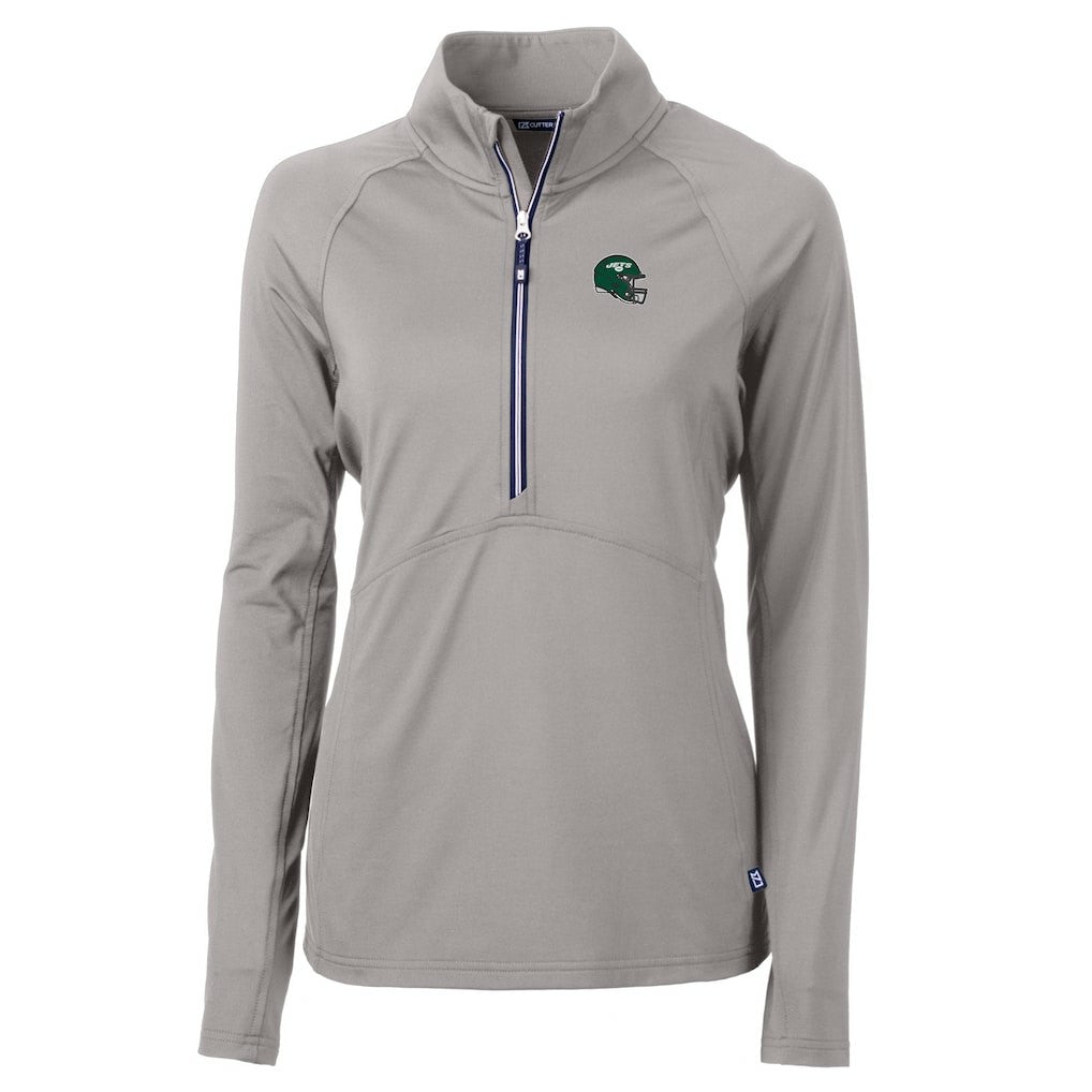 Cutter & Buck Women's Helmet Logo Adapt Eco Knit Stretch Recycled Half-Zip Pullover Top - New York Jets