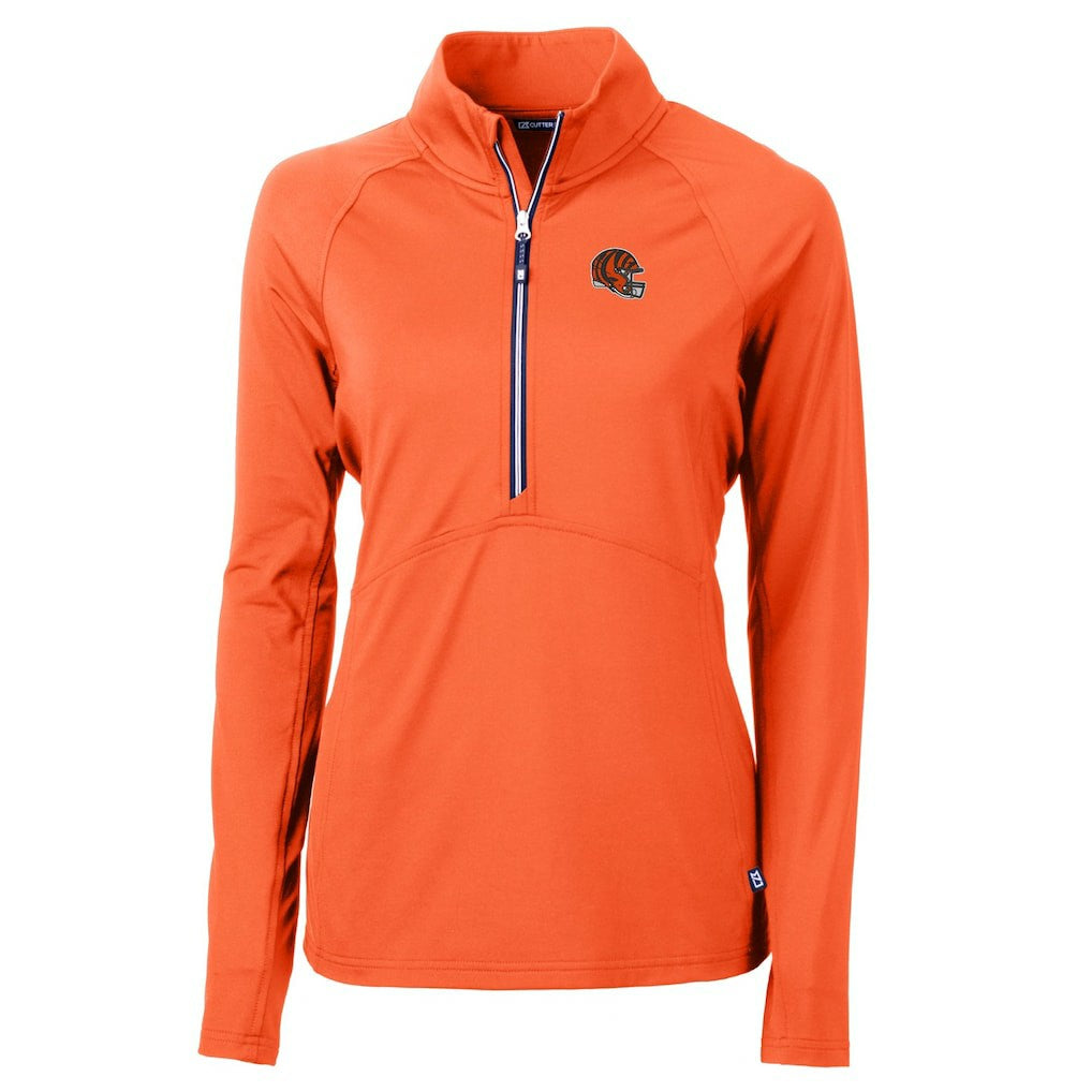 Cutter & Buck Women's Helmet Logo Adapt Eco Knit Stretch Recycled Half-Zip Pullover Top - Cincinnati Bengals