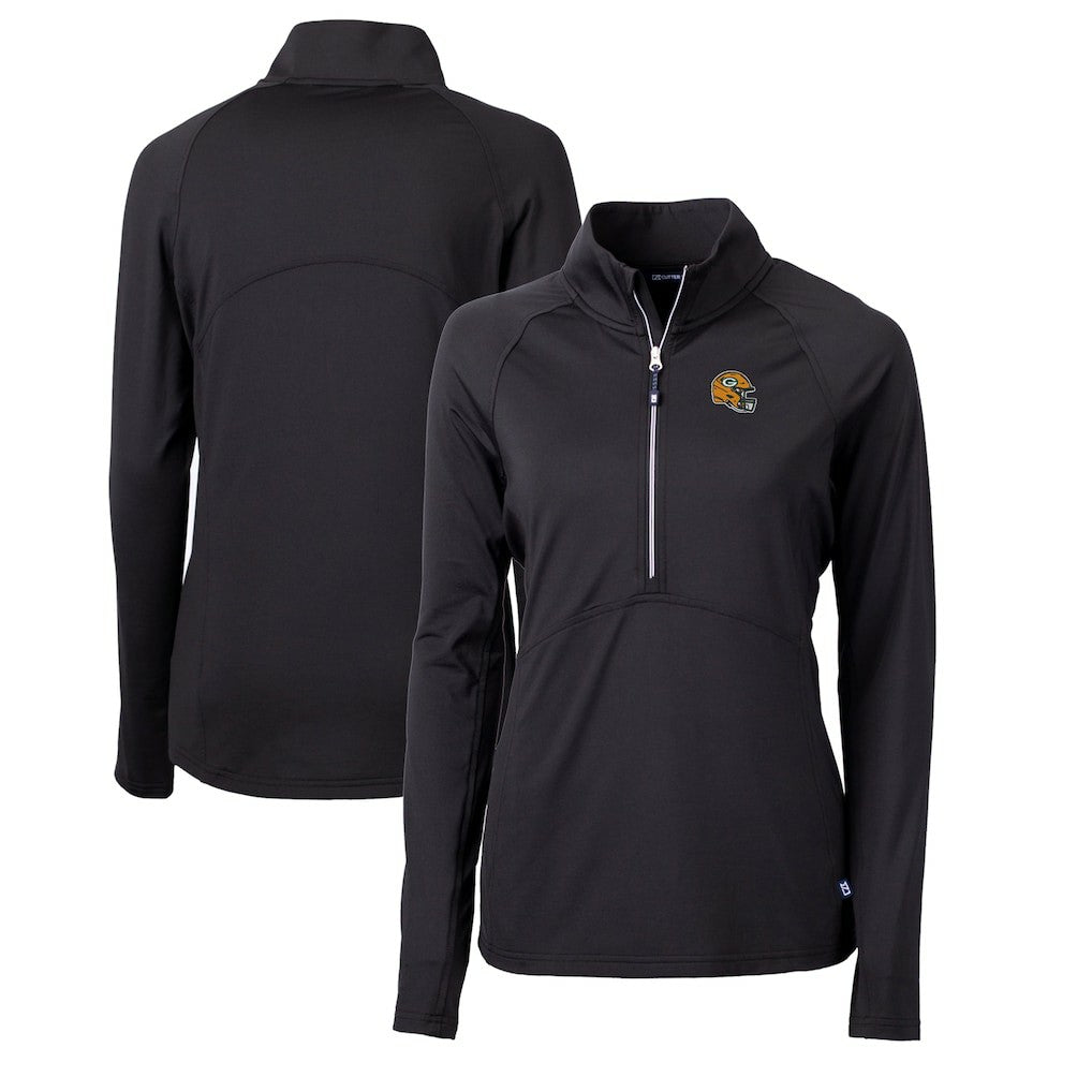 Cutter & Buck Women's Helmet Logo Adapt Eco Knit Stretch Recycled Half-Zip Pullover Top - Green Bay Packers