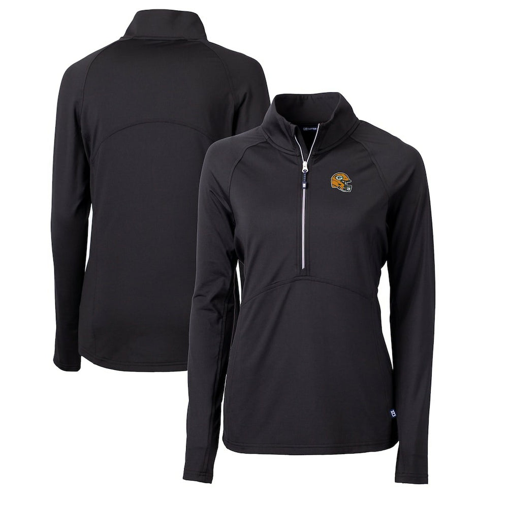 Cutter & Buck Women's Helmet Logo Adapt Eco Knit Stretch Recycled Half-Zip Pullover Top - Green Bay Packers