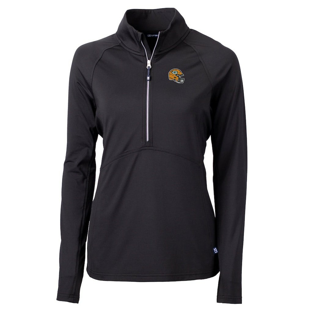 Cutter & Buck Women's Helmet Logo Adapt Eco Knit Stretch Recycled Half-Zip Pullover Top - Green Bay Packers