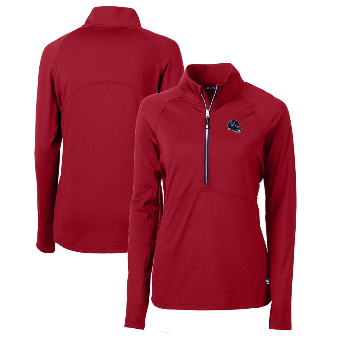 Cutter & Buck Women's Helmet Logo Adapt Eco Knit Stretch Recycled Half-Zip Pullover Top - Houston Texans