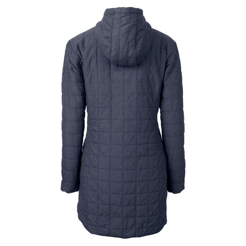 Cutter & Buck Women's Helmet Logo Rainier Primaloft Eco Insulated Hooded Long Coat - Denver Broncos