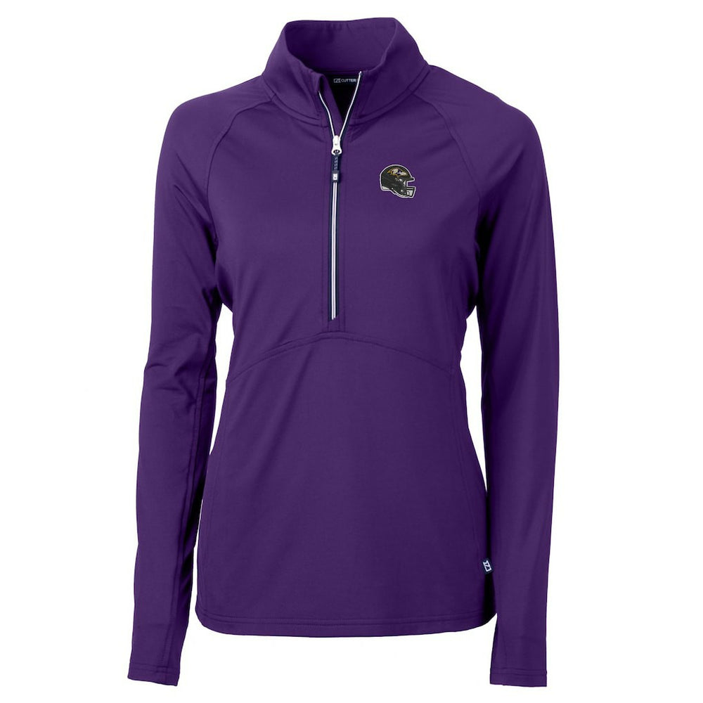 Cutter & Buck Women's Helmet Logo Adapt Eco Knit Stretch Recycled Half-Zip Pullover Top - Baltimore Ravens