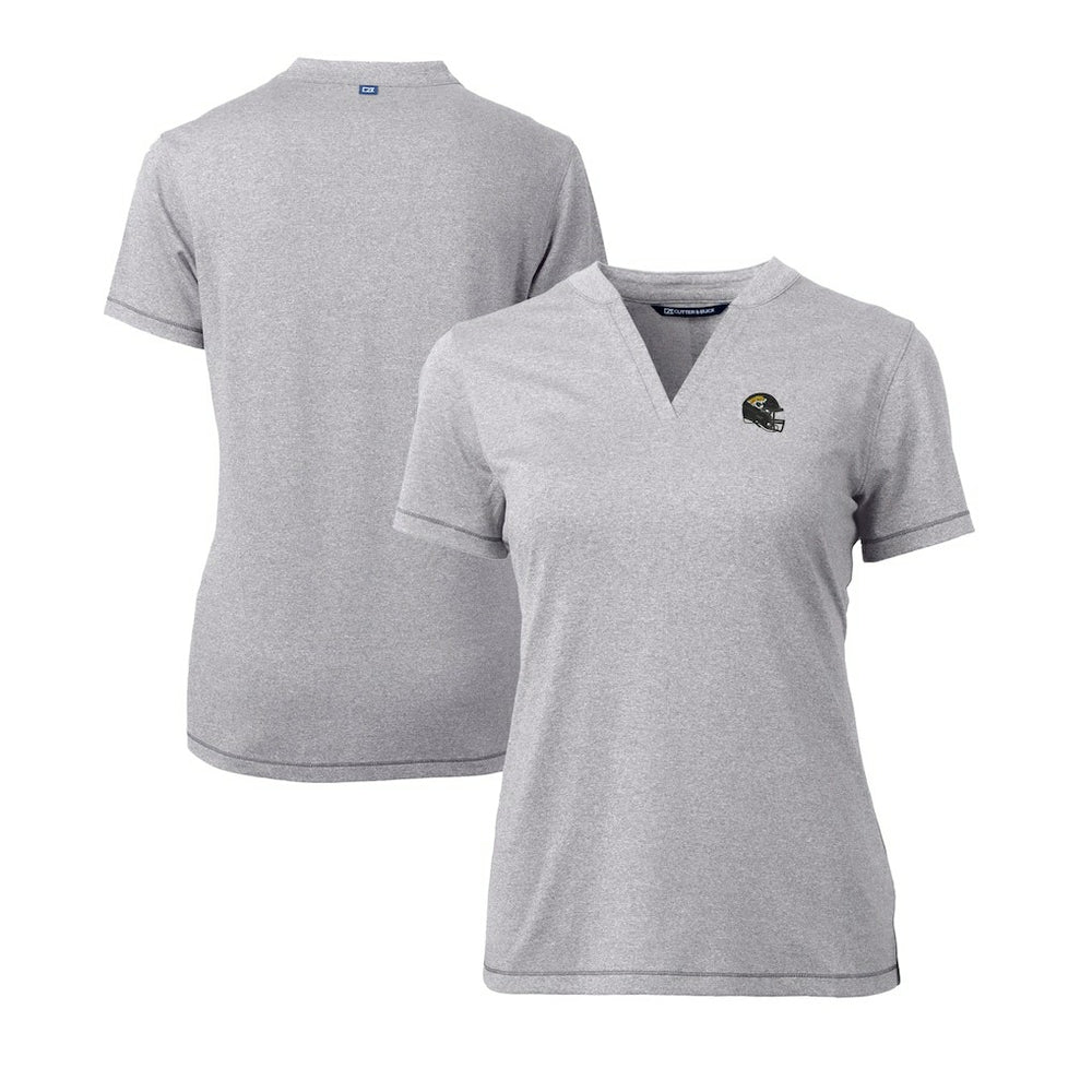 Cutter & Buck Women's Helmet Logo DryTec Forge Stretch V-Neck Blade Top - Jacksonville Jaguars