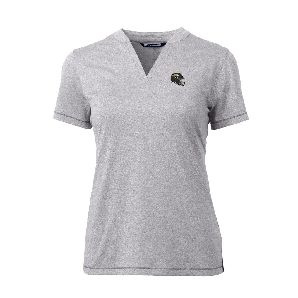 Cutter & Buck Women's Helmet Logo DryTec Forge Stretch V-Neck Blade Top - Jacksonville Jaguars