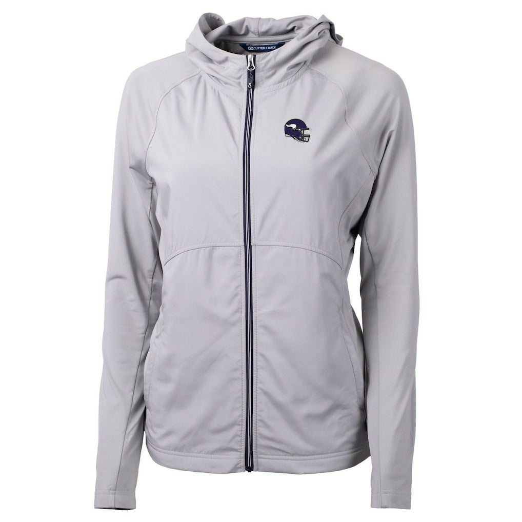 Cutter & Buck Women's Helmet Logo Adapt Eco Knit Hybrid Recycled Full-Zip Hoodie - Minnesota Vikings