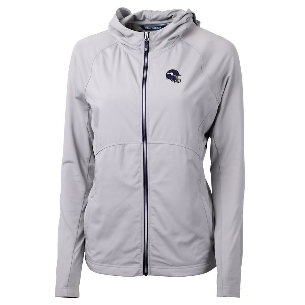 Cutter & Buck Women's Helmet Logo Adapt Eco Knit Hybrid Recycled Full-Zip Hoodie - Minnesota Vikings