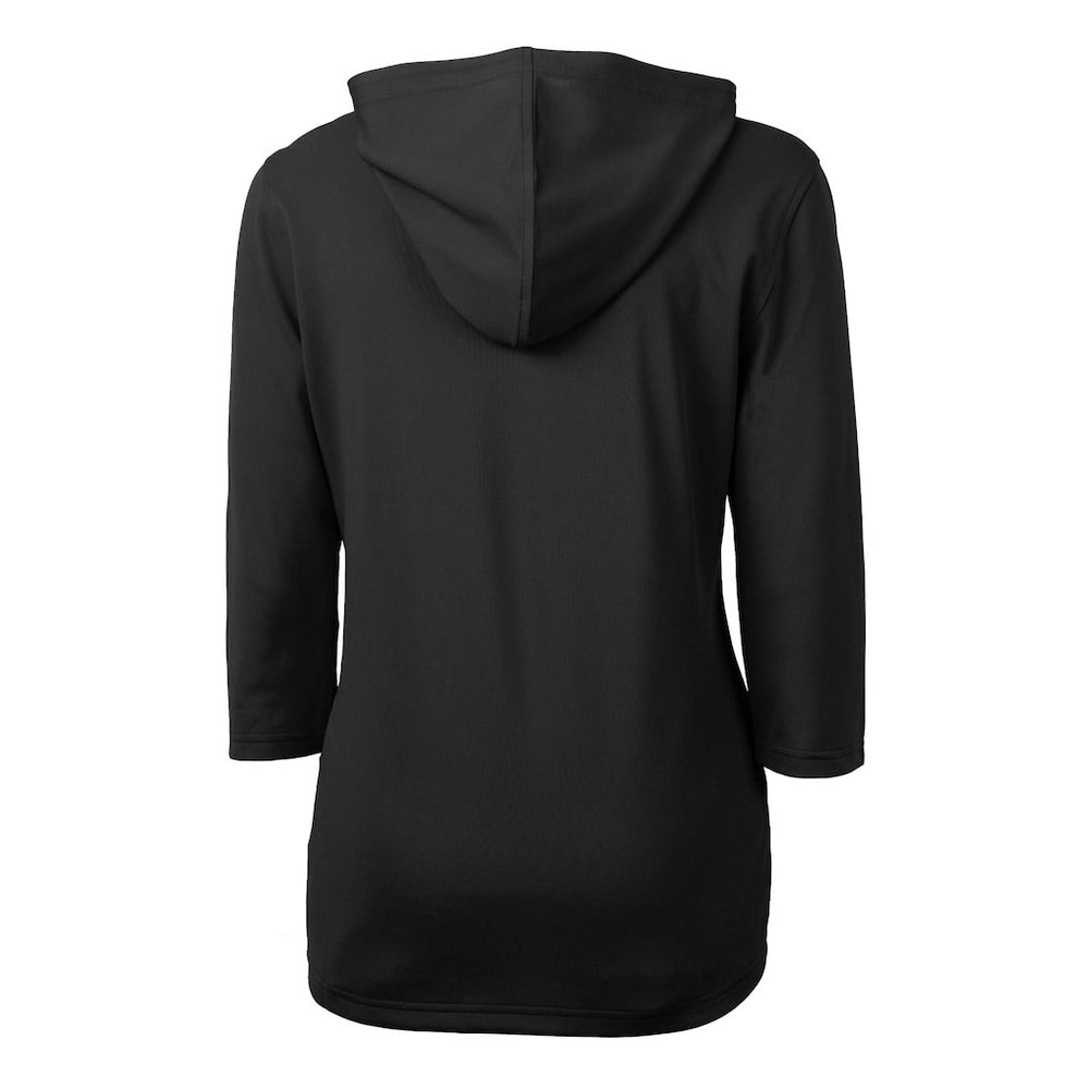 Cutter & Buck Women's Helmet Logo DryTec Virtue Eco Pique Recycled 3/4-Sleeve Half-Zip Pullover Hoodie - Carolina Panthers