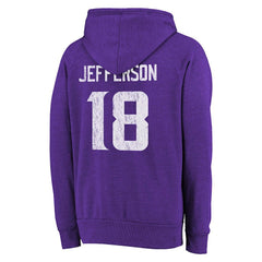 Justin Jefferson  Majestic Threads Name & Number Tri-Blend Pullover Hoodie - Minnesota Vikings