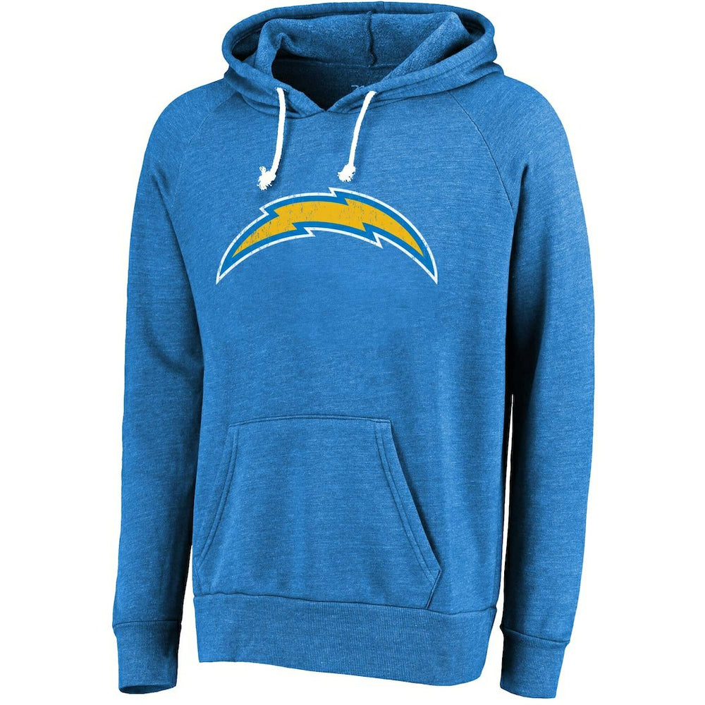 Justin Herbert  Majestic Threads Name & Number Tri-Blend Pullover Hoodie - Los Angeles Chargers