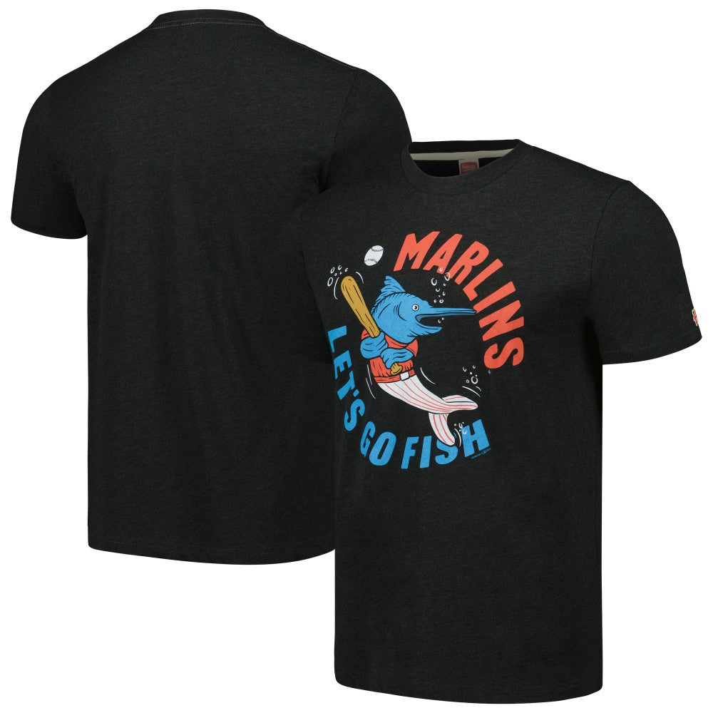 MLB Miami Marlins Homage Doodle Collection Let's Go Fish Tri-Blend T-Shirt