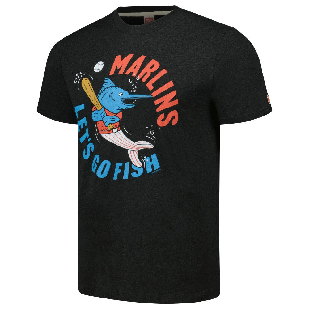 MLB Miami Marlins Homage Doodle Collection Let's Go Fish Tri-Blend T-Shirt