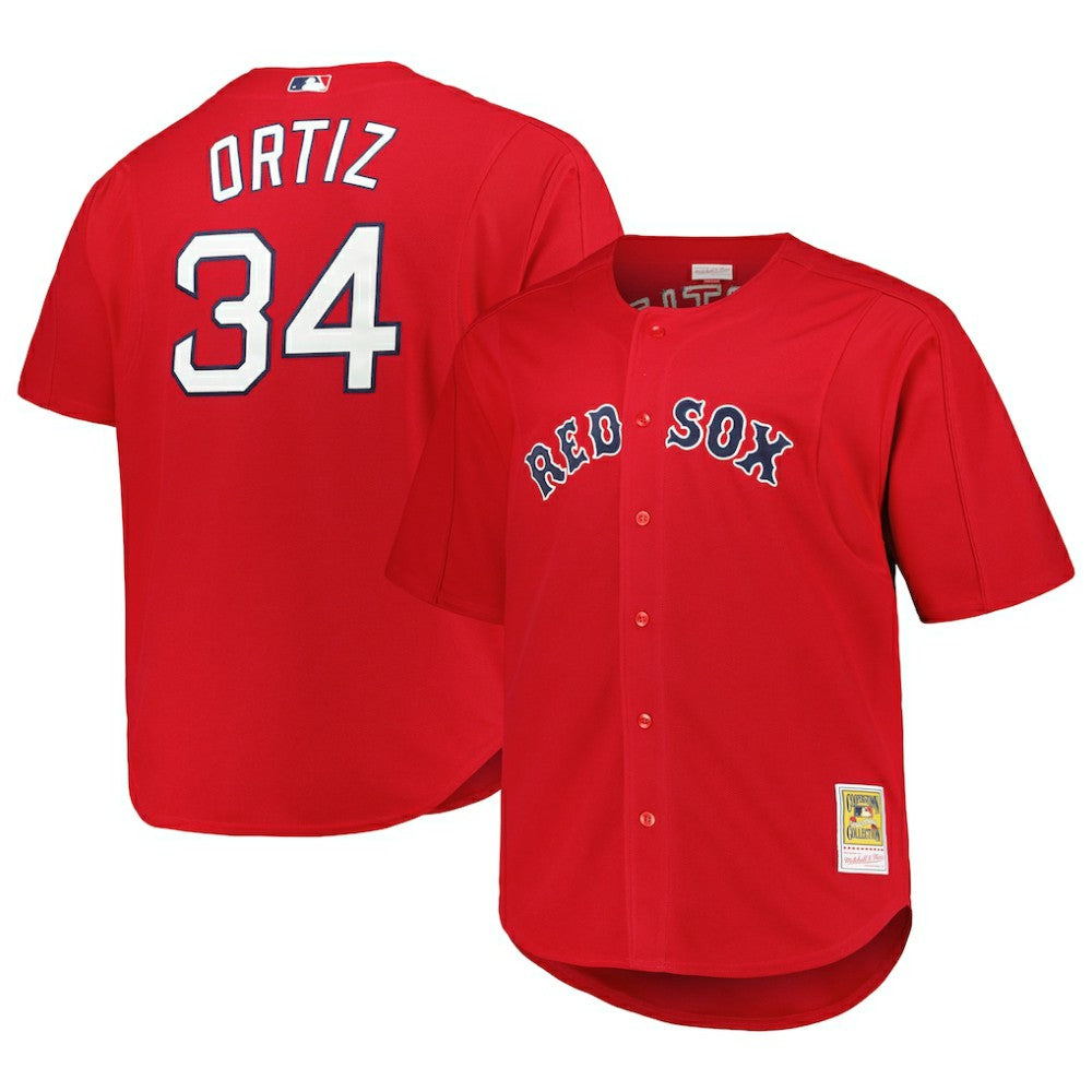 MLB David Ortiz Boston Red Sox Mitchell & Ness Big & Tall Cooperstown Mesh Batting Practice Jersey