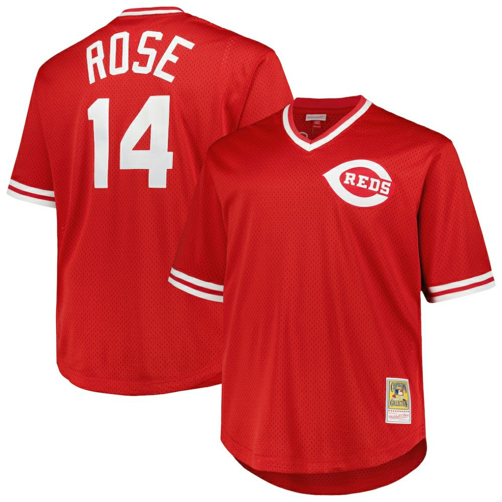 MLB Pete Rose Cincinnati Reds Mitchell & Ness 1984 Cooperstown Collection Mesh Pullover Jersey