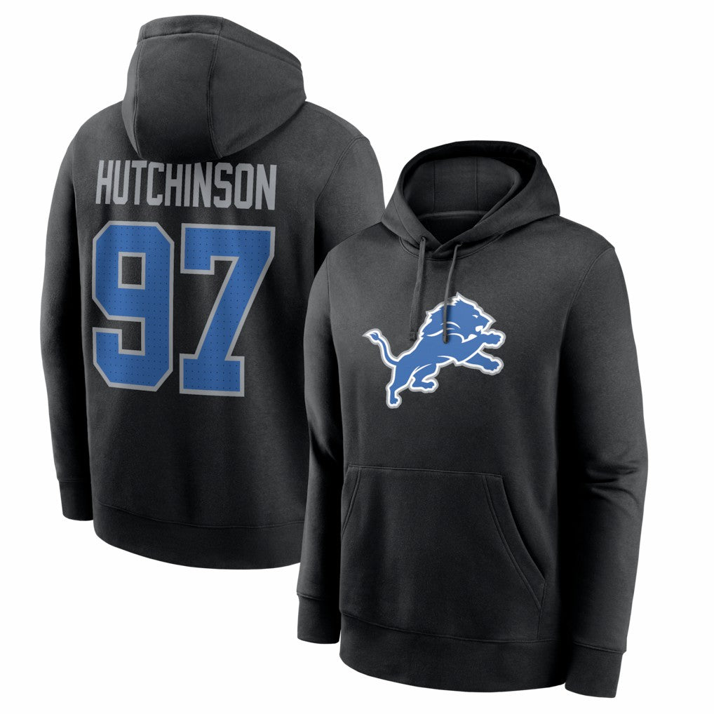 Aidan Hutchinson  Name & Number Fleece Hoodie - Detroit Lions