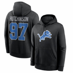 Aidan Hutchinson  Name & Number Fleece Hoodie - Detroit Lions