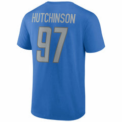 Aidan Hutchinson  Player Icon Name & Number T-Shirt - Detroit Lions
